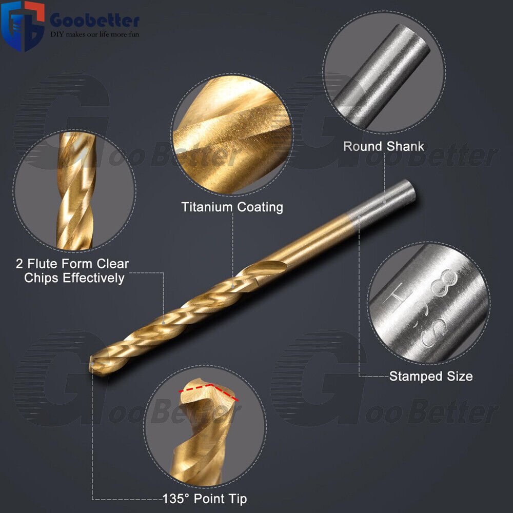 99x Titanium Hss Cobalt Twist Drill Bit Set 1.5 - 10mm Straight Shank Metal Tools - HomeDIYer