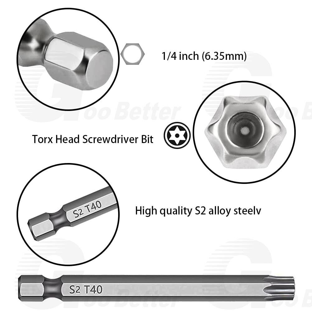 11pcs Magnetic Head Torx Screwdriver Bit Set T6 - T40 Security Tamper Proof Star - HomeDIYer
