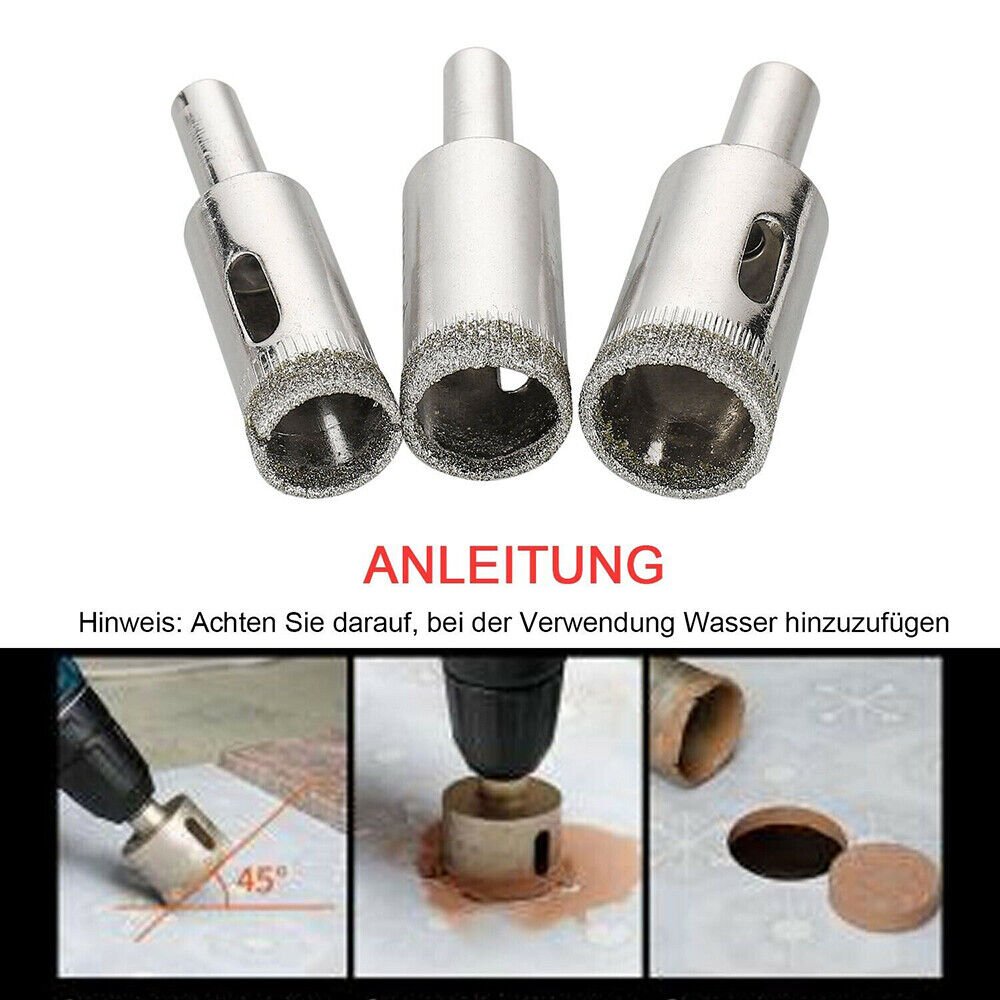 15 pcs diamond drill bit set hole drill 6mm - 50mm for glass marble granite - HomeDIYer