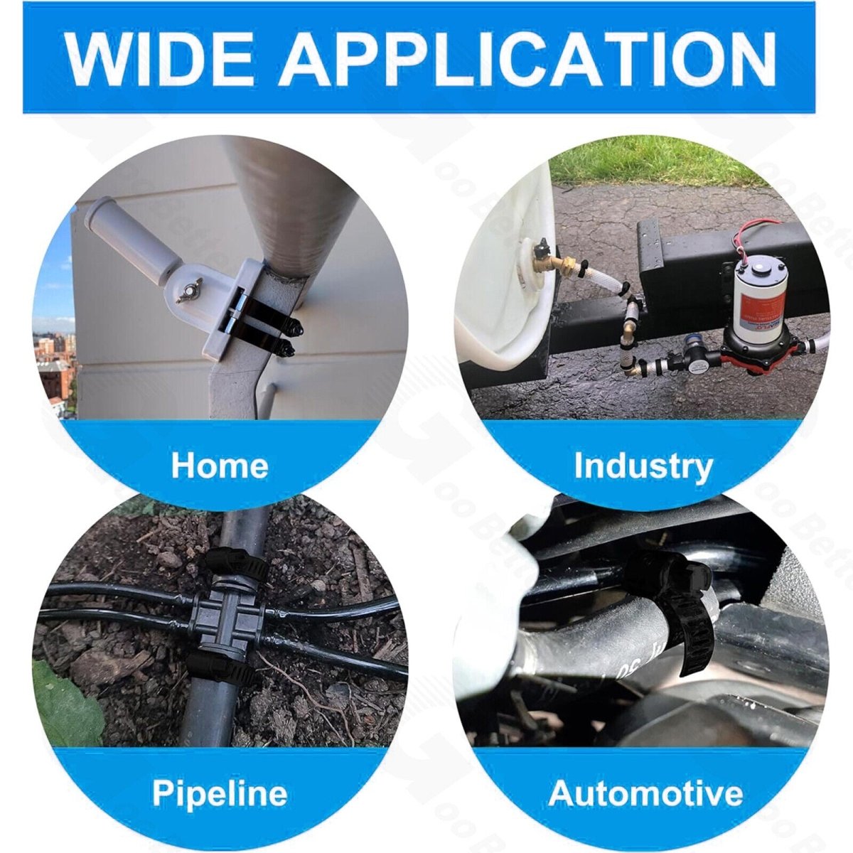 60 Pcs Stainless Steel Pipe Hose Clamp Kit Worm Driver Jubilee Clips Set Black - HomeDIYer