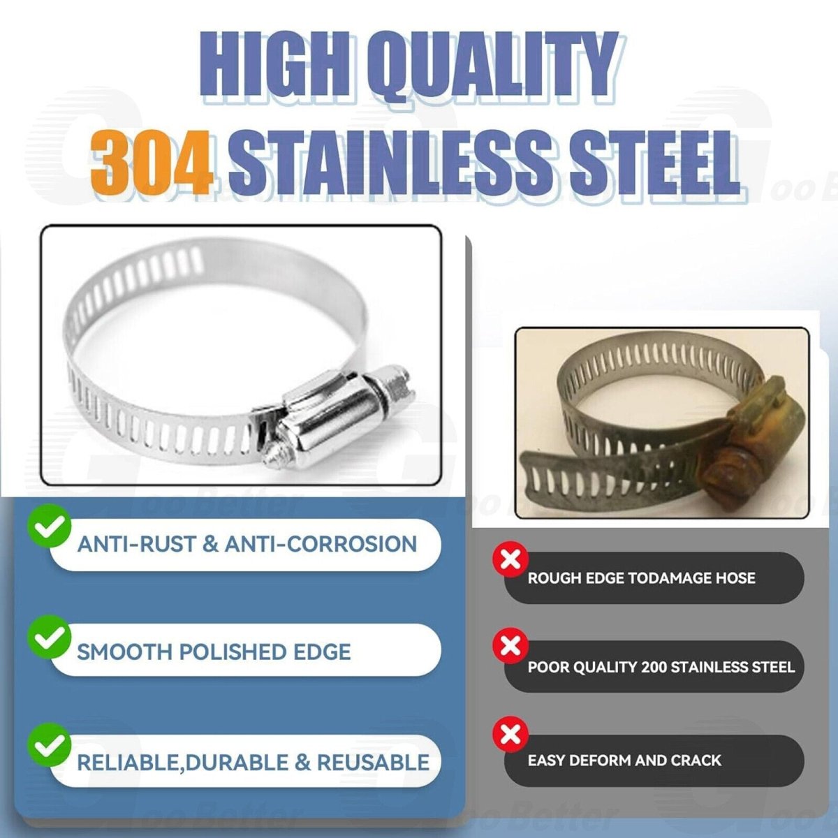 60pcs Adjustable Hose Clamps Worm Gear Stainless Steel Clamp Assortment 7 Sizes - HomeDIYer