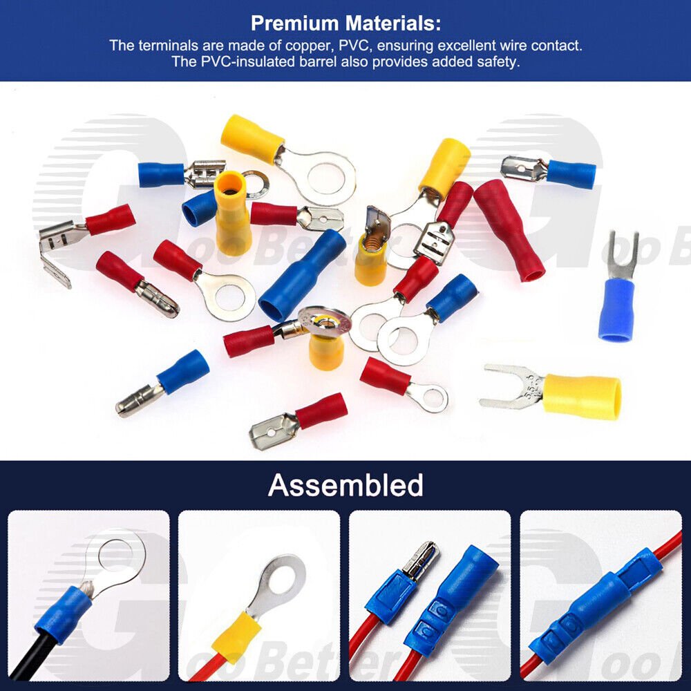 520Pcs Insulated Electrical Wire Splice Terminal Ring Spade Crimp Connector Kit - HomeDIYer