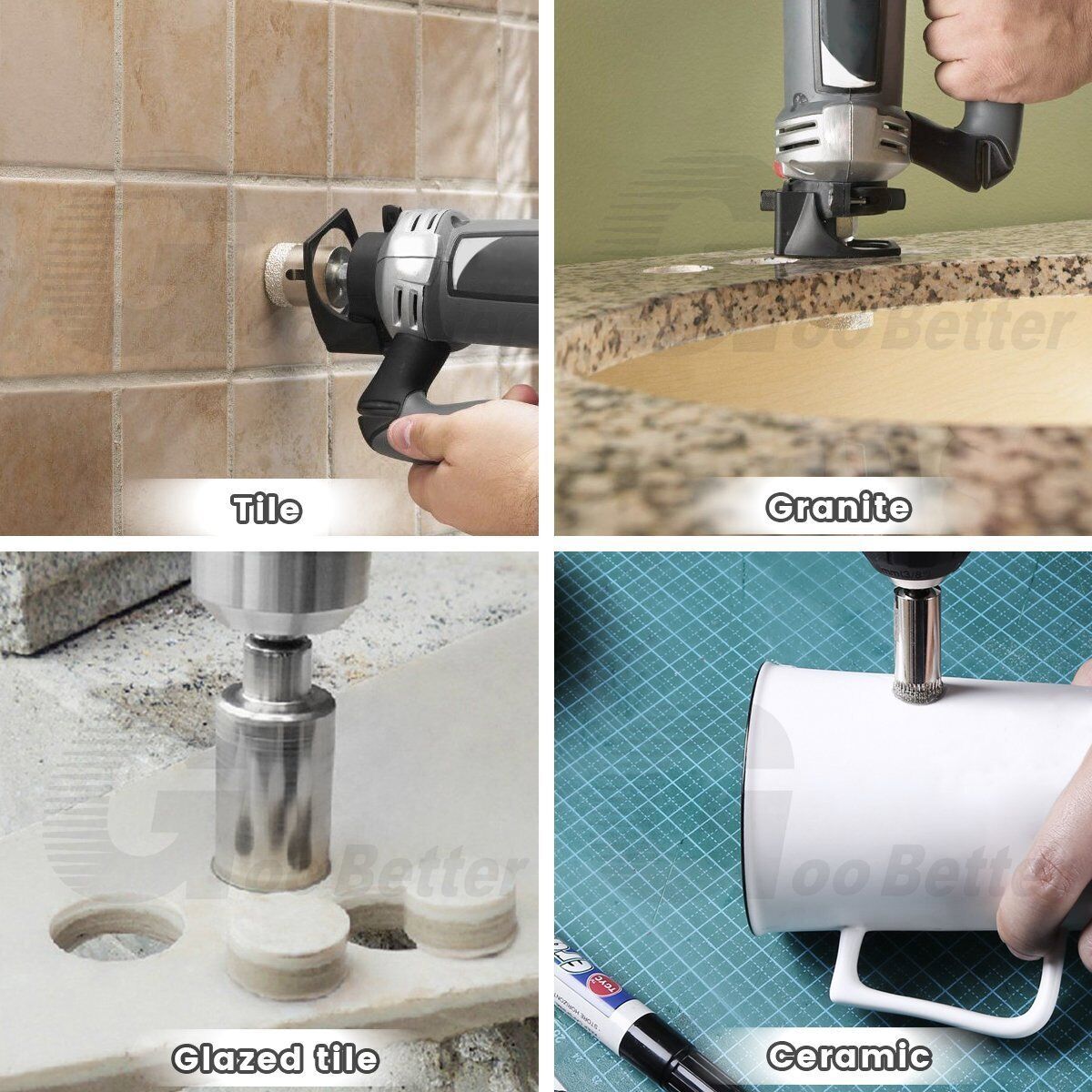 6mm - 32mm Diamond Hole Saw Kit Drill Bits Set Cutter Glass Ceramic Tile Porcelain - HomeDIYer