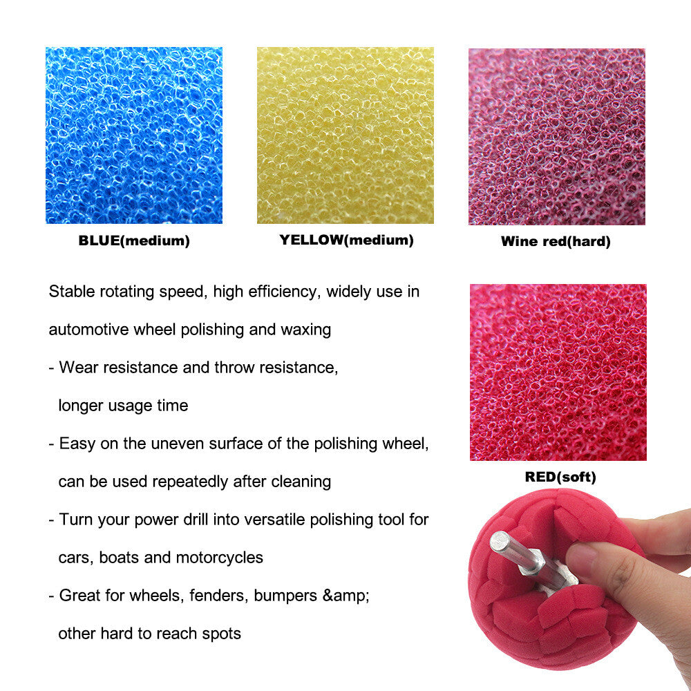 80mm Car Wheel Brush Sponge Ball Foam Buffing Pad Polishing Waxing Cleaning Tool