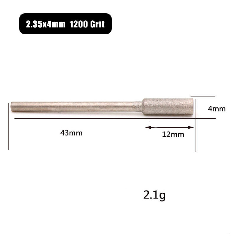 2.35mm Shank Cylindrical Grinding Head Jade Agate Polishing Tool 600/1200 Grit