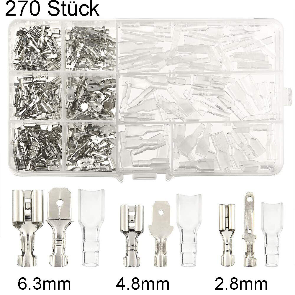 270PCS blade terminal set cable lug assortment crimp connectors blade terminals - HomeDIYer