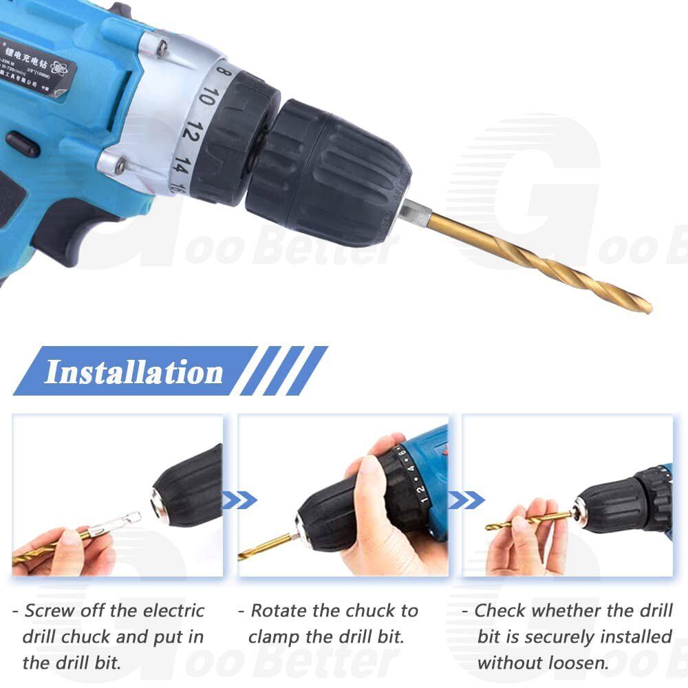 HSS Titanium Coated Twist Drill Bit Set 1/4” Hex Shank 1.5 - 6.5mm For wood Metal - HomeDIYer