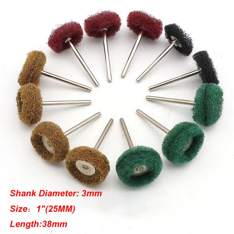 25mm Nylon Fiber Polishing Wheel 3mm Shank Abrasive Buffing Single/Double layer