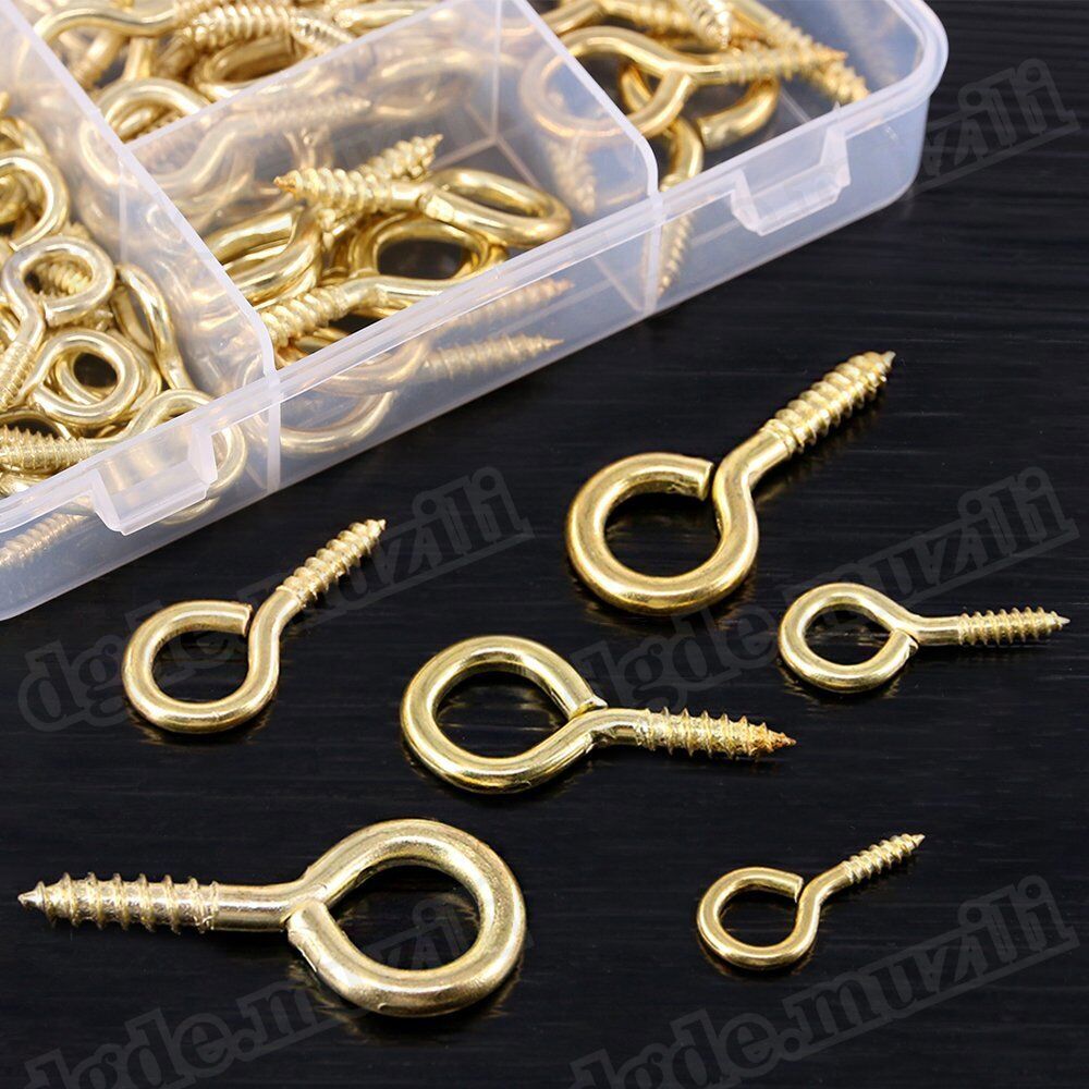280pcs Eyebolts Screw Hooks Eye Hooks Wood Thread Copper Plating - HomeDIYer