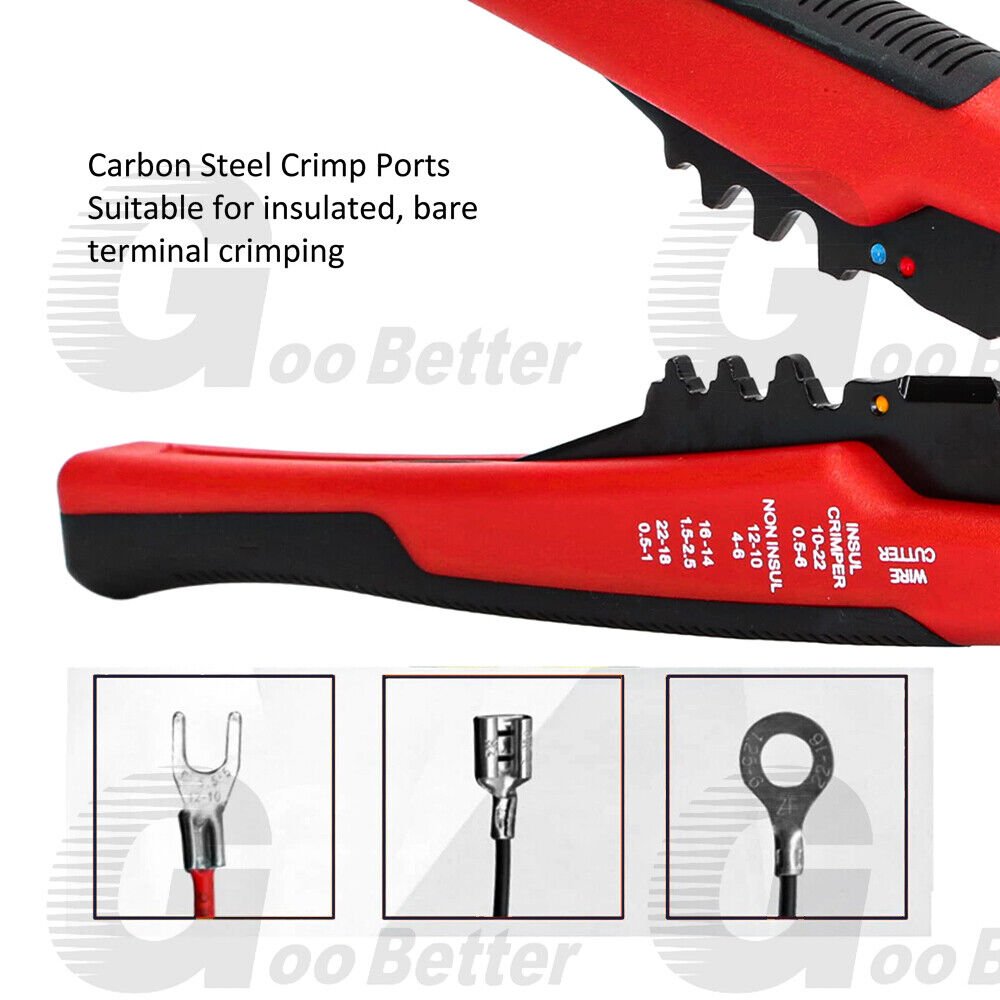 8'' Self - Adjusting Wire Insulation Stripper Red Cutter Crimper Stripping Tools - HomeDIYer