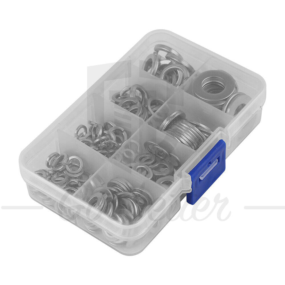 200pcs M5 - M10 Stainless Steel Flat Washer Spring Lock Washer Assortment Kit - HomeDIYer
