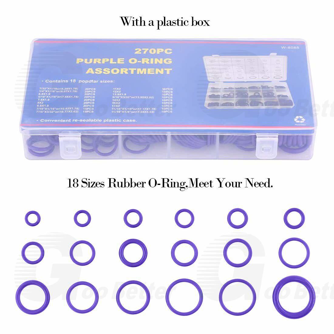 270x O - Ring Assortment Set A/C System R134a Automotive Seal Rubber Gasket Kit - HomeDIYer
