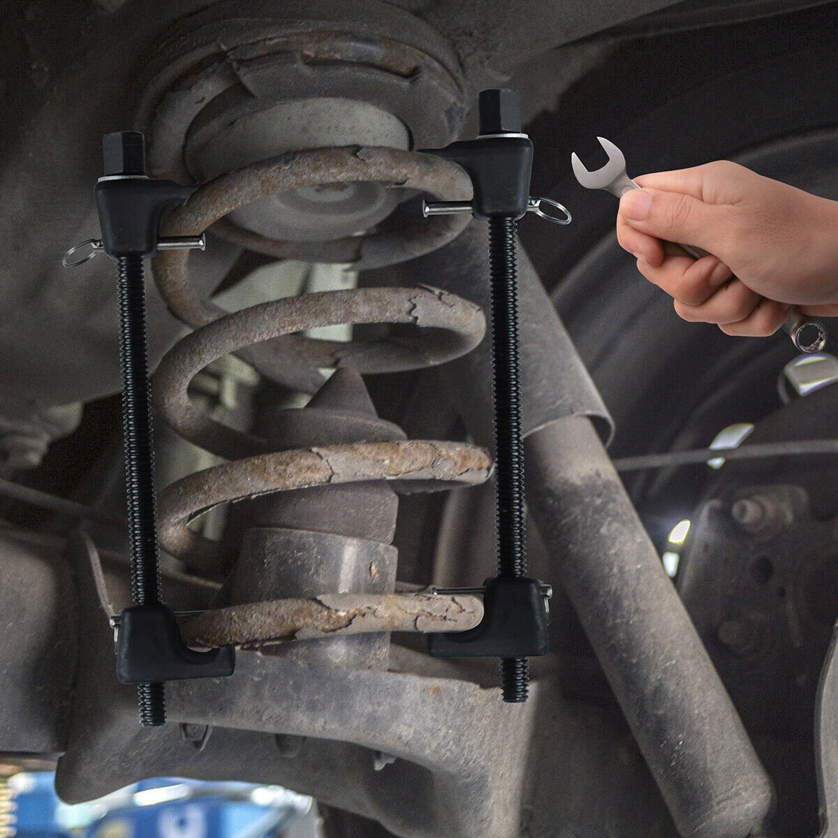 2x 325mm spring compressor car lowering universal strut tensioning tool set - HomeDIYer