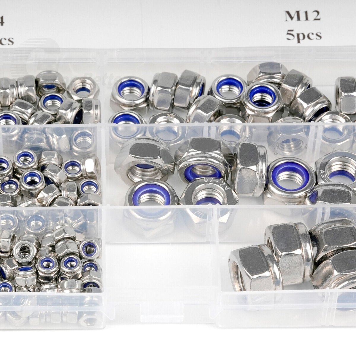 M4 M5 M6 M8 M10 M12 Nut Nylon Insert Lock Hex Nut Kits A2 Stainless Steel Metric - HomeDIYer