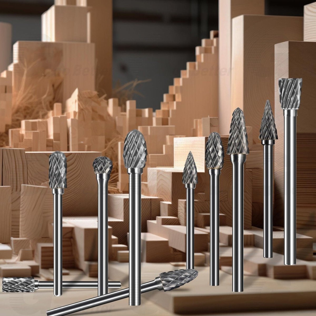 10x Double Cut Tungsten Carbide Rotary Burr Set 1/8'' Drill Bits for Dremel Tool - HomeDIYer