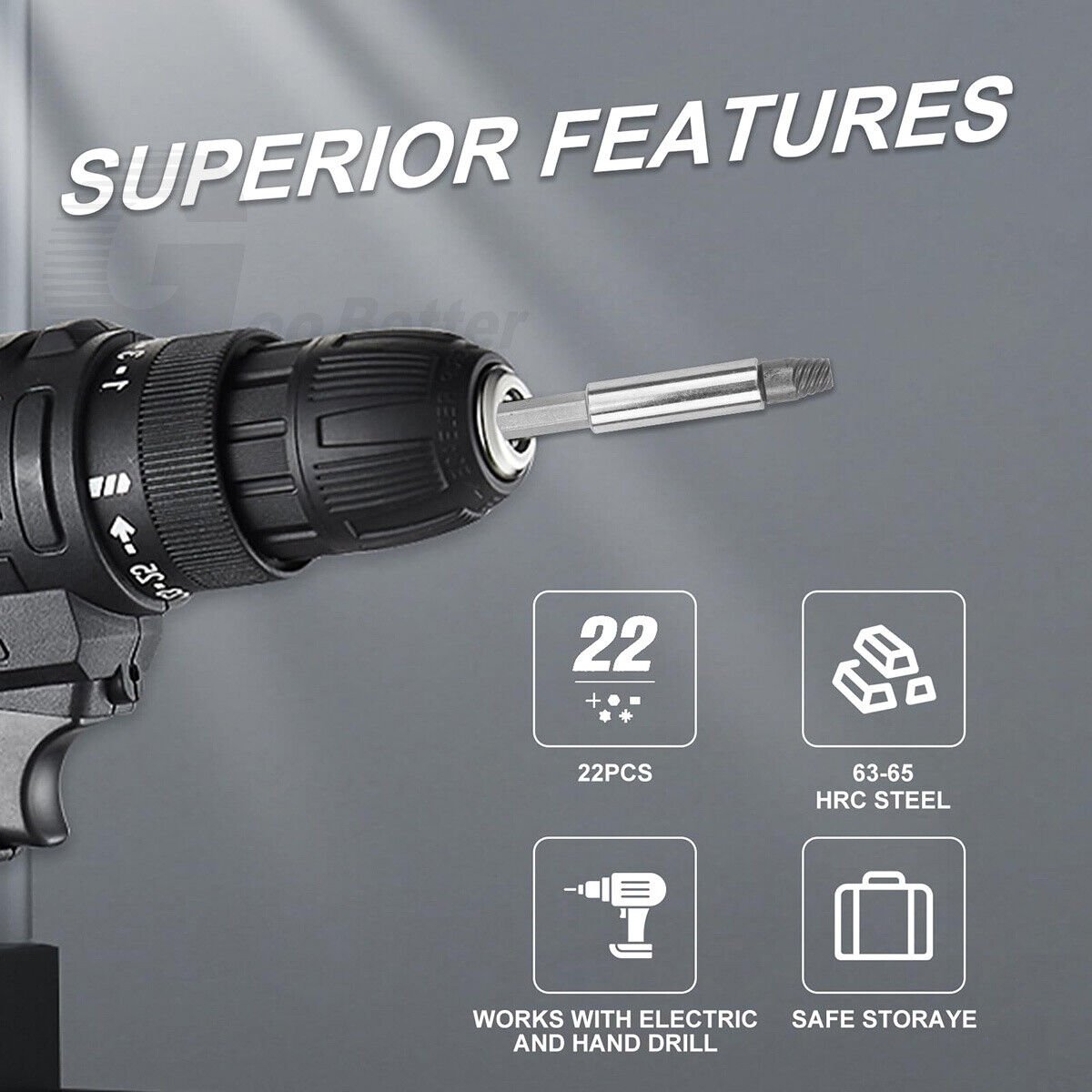 22Pcs Damaged Screw Extractor Speed Out Drill Bits Tool Set Broken Bolt Remover - HomeDIYer