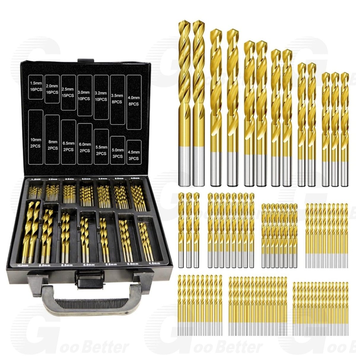 HSS Drill Bit Set Titanium Coated 99Pcs Round Shank Drill Metal Steel 1.5 - 10mm - HomeDIYer