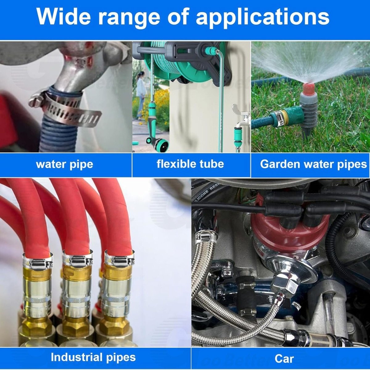 60pcs Adjustable Hose Clamps Worm Gear Stainless Steel Clamp Assortment 7 Sizes - HomeDIYer