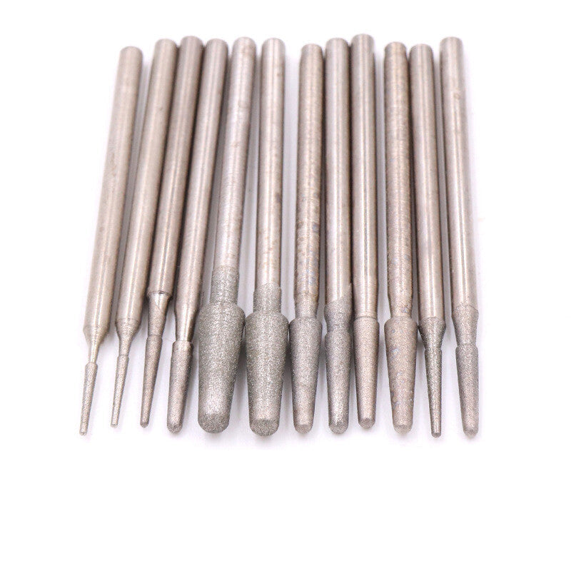 2.35mm Shank Diamond Grinding Head Jade Amber Polishing Carving 600/1200 Grit