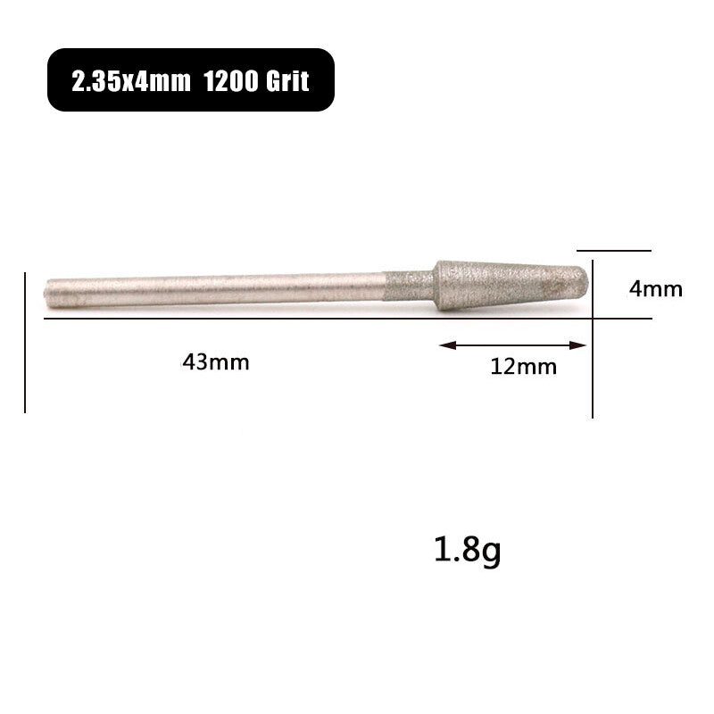 2.35mm Shank Diamond Grinding Head Jade Amber Polishing Carving 600/1200 Grit