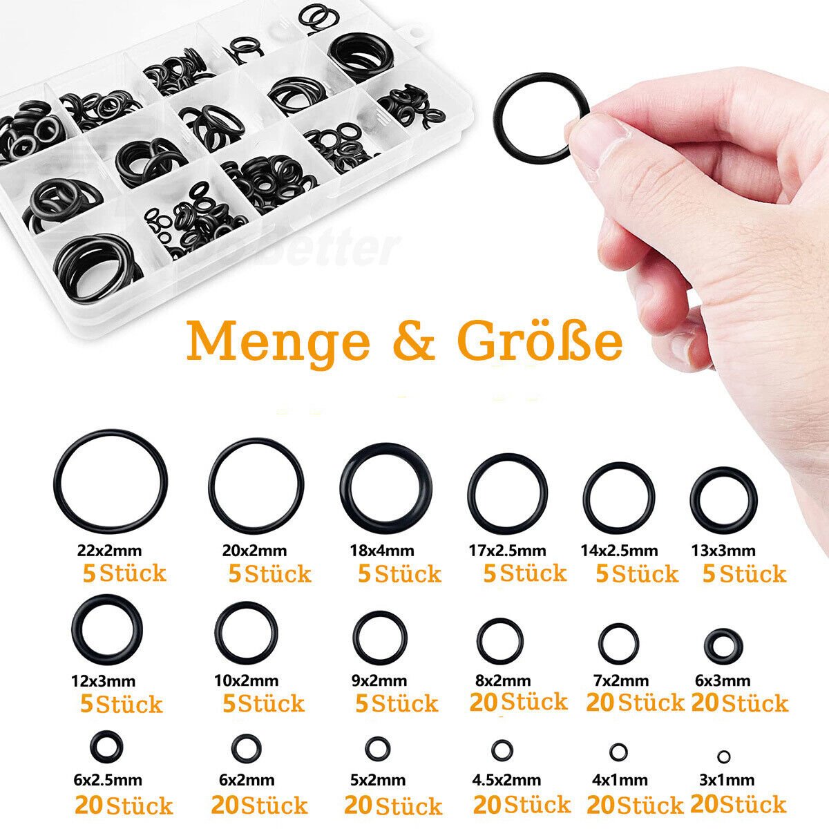 225Pcs O - Rings Ø3 - 22mm Nbr Rubber Sealing Rings Assortment Set O - Ring Sealing Rings - HomeDIYer
