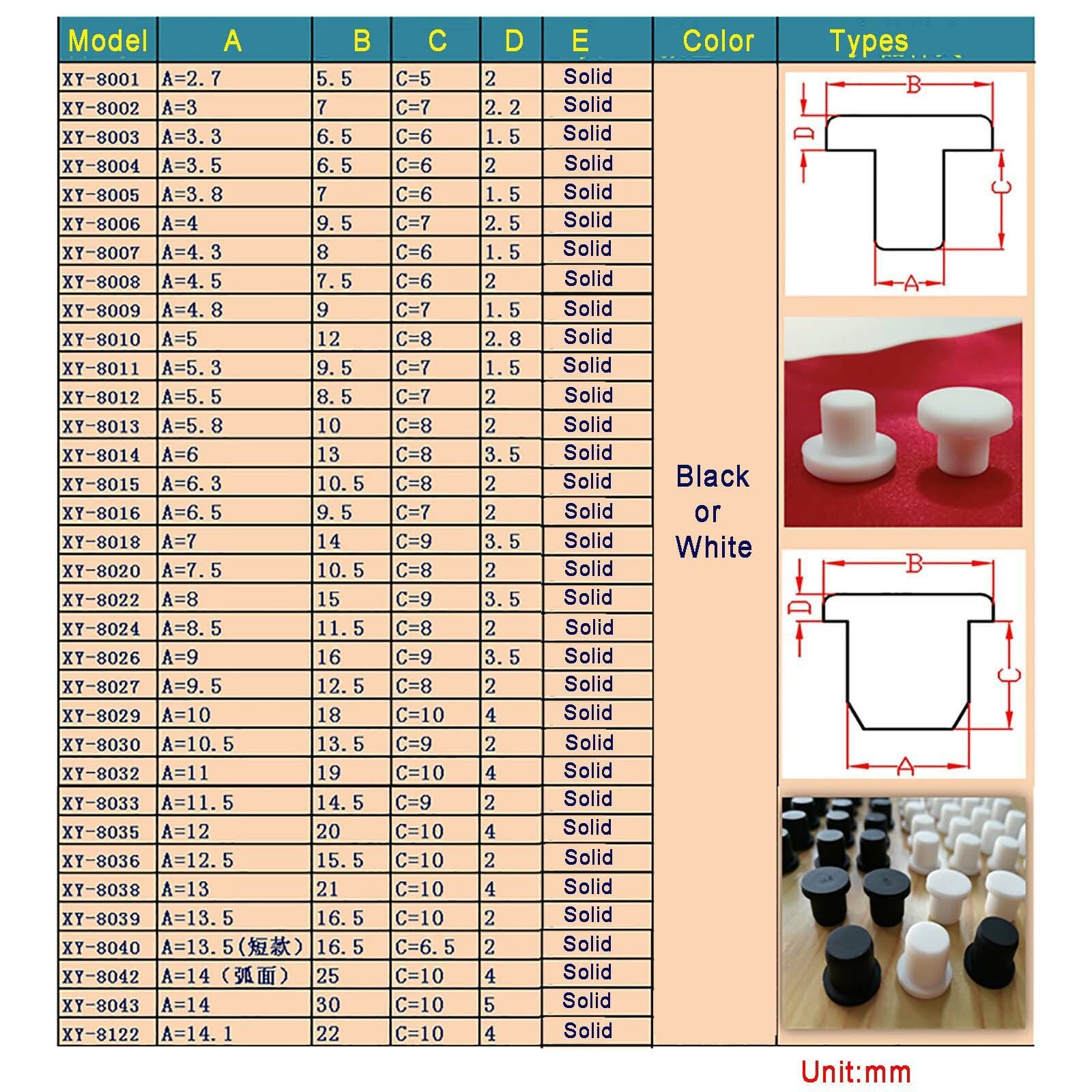 White Silicone Bung Plug showing soft rubber material and seamless design