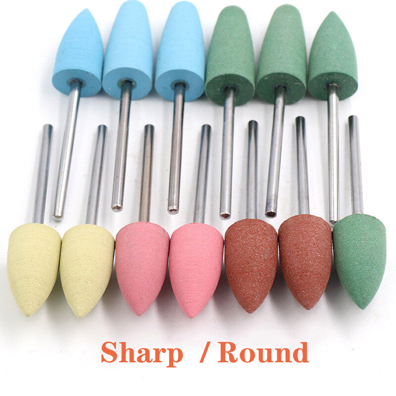 Bullet Polishing Wheel Rubber Fine Grit Buffing 4-10mm Sharp/Round 2.35mm Shank