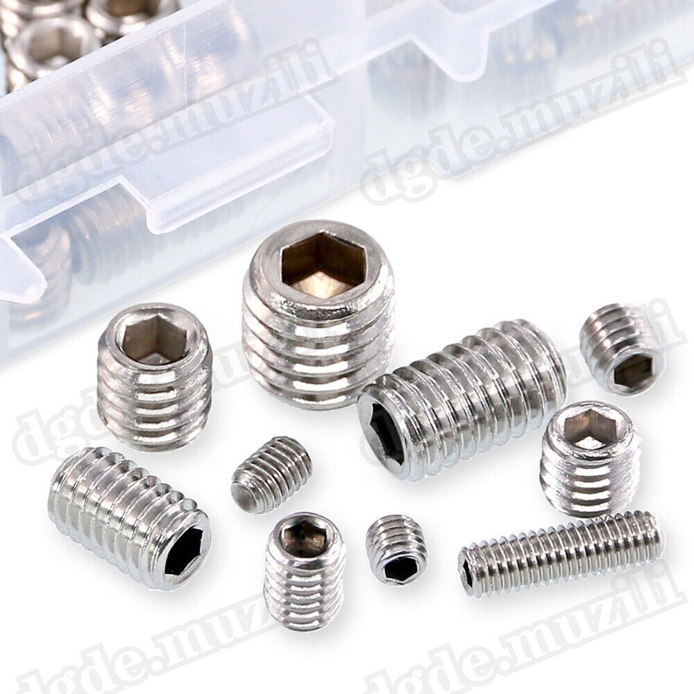 220 Pcs Set Screws Assortment M3 - M8 Stainless Steel A2 Hexagon Socket Grub Screws - HomeDIYer