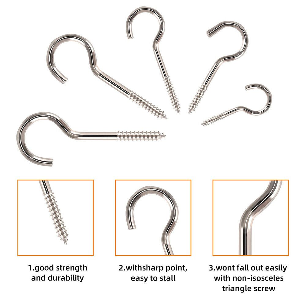 215pcs screw hooks hook screw half round hook screw steel galvanized bent - HomeDIYer
