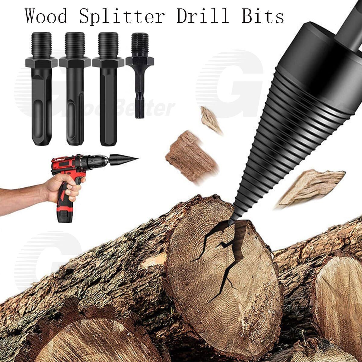 6x Wood Splitter High Speed Twist Firewood Drill Bit Screw Splitting Cone Driver - HomeDIYer