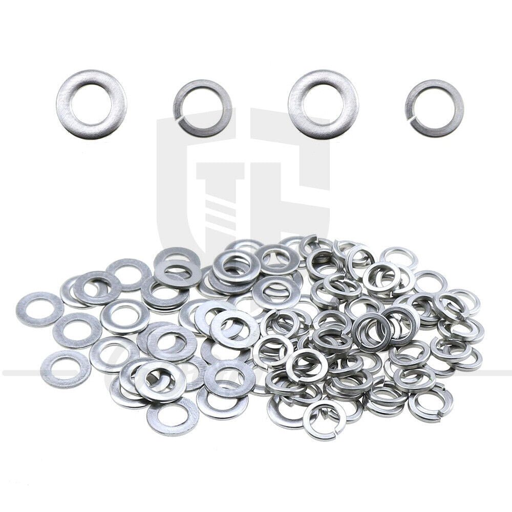 200pcs M5 - M10 Stainless Steel Flat Washer Spring Lock Washer Assortment Kit - HomeDIYer