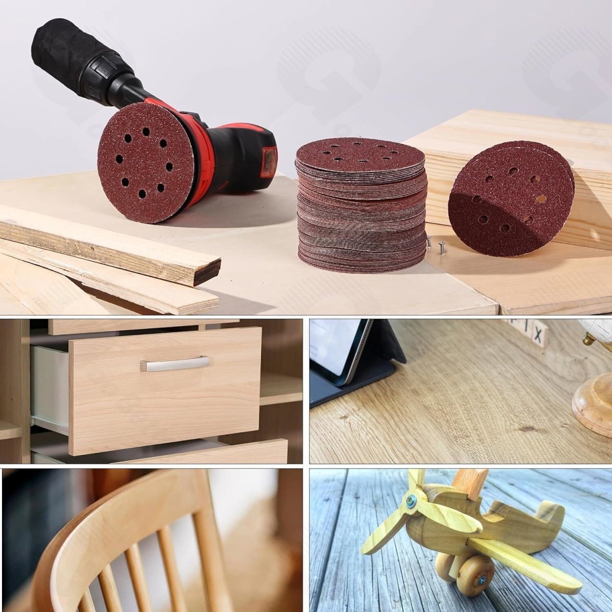 100Pcs 40 to 800 Grit Sanding Discs 5 inch 8 - Hole Hook Loop Orbital Sander Paper - HomeDIYer