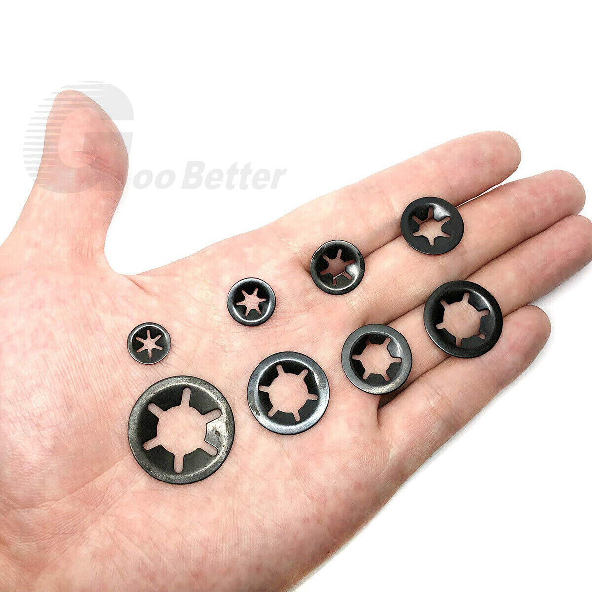 260Pcs Starlock Washers Push M3-M12 On Lock Star Tooth Grab Fastener Clips Set