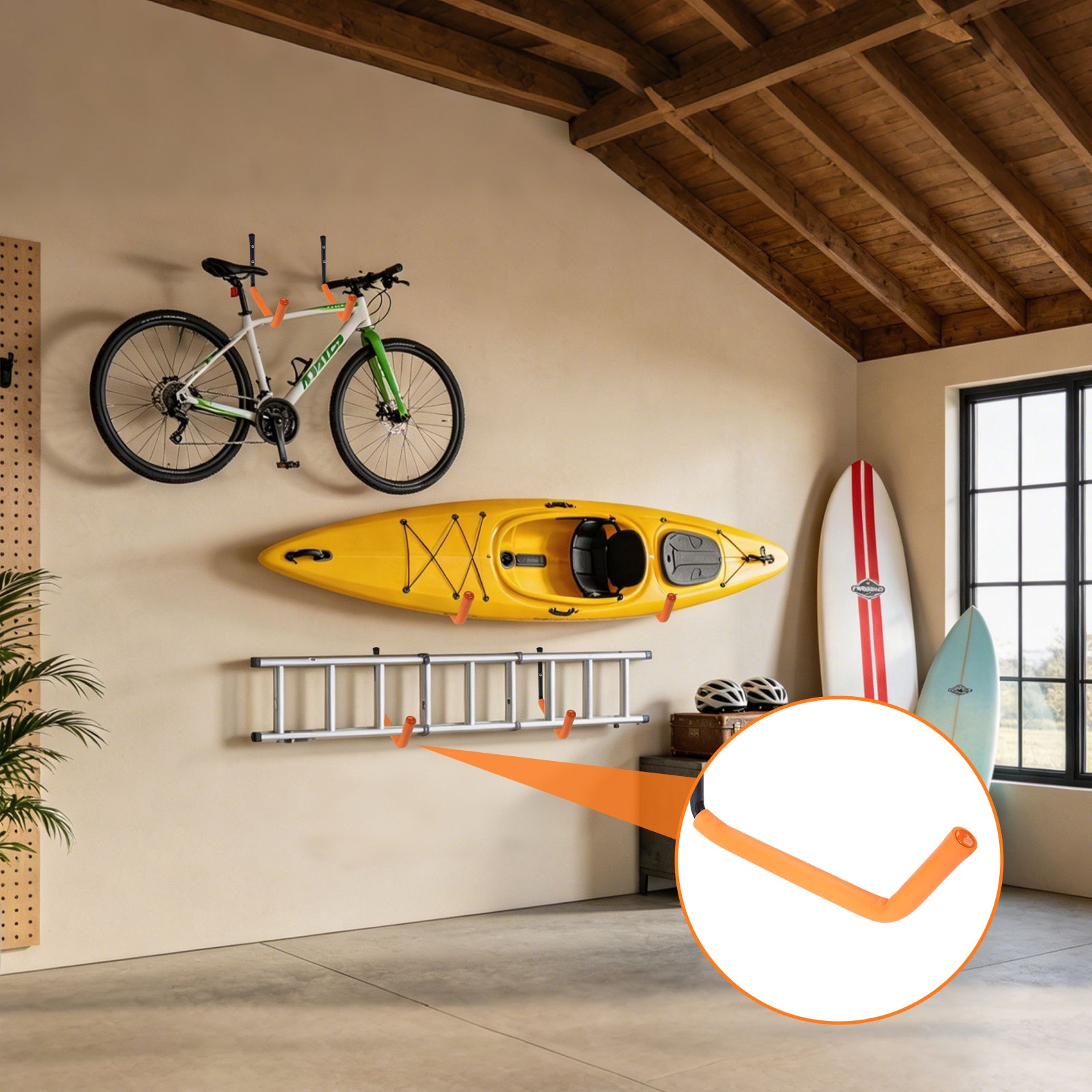 Heavy Duty Garage Storage Hooks 4-Pack 100LBS Wall Mount