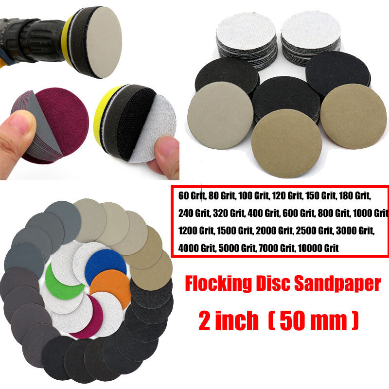 2" Inch 50mm Wet And Dry Sandpaper Grit 60# ~10000# Hook&Loop Sanding Discs Pads