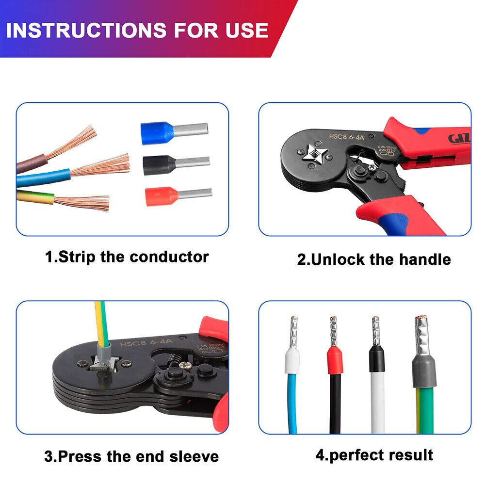 1800 crimping pliers wire end ferrule set 0.5mm - 10mm² wire end ferrule pliers pliers - HomeDIYer