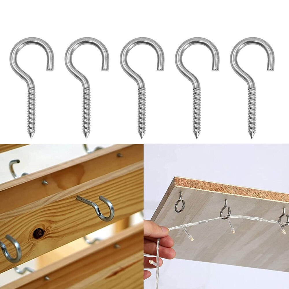215pcs screw hooks hook screw half round hook screw steel galvanized bent - HomeDIYer