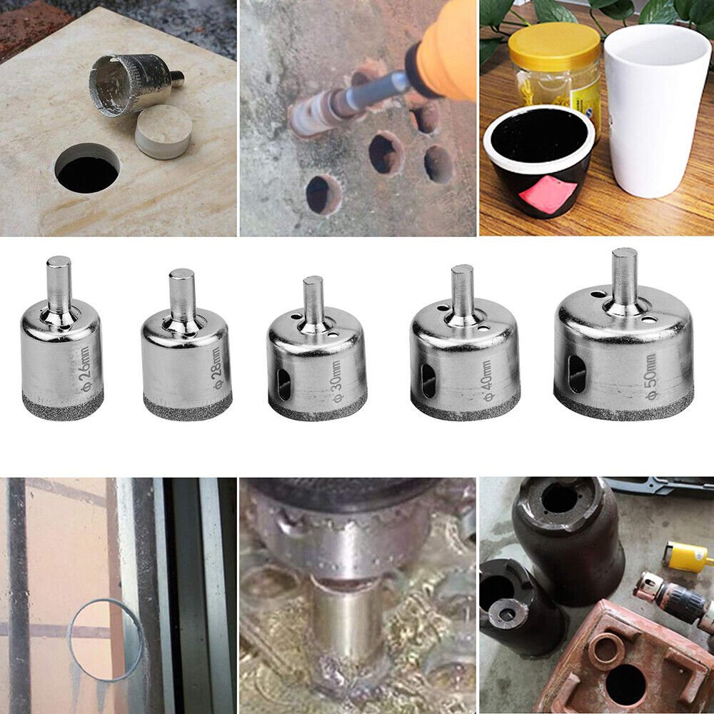 15 pcs diamond drill bit set hole drill 6mm - 50mm for glass marble granite - HomeDIYer