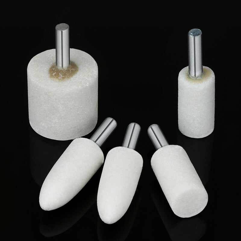 White Corundum Grinding Bit Buffing Sanding Polishing Burr Rotary Tool 6mm Shank