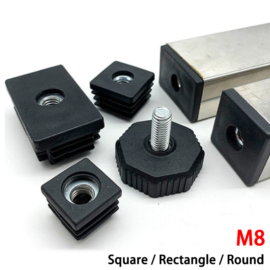 M8 Nut Plug Inserts End Cap + Adjustable Table Foot Furniture Leveling Feet 39mm