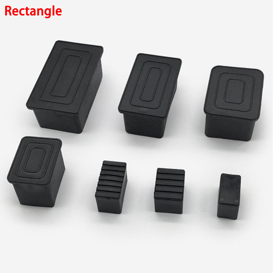 Black rubber foot installed on wooden chair leg for floor protection