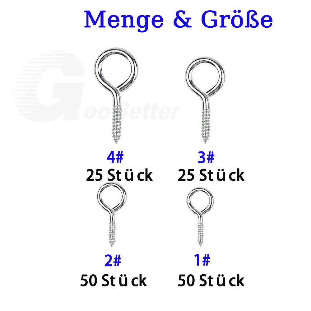 150x eyebolt eyebolt screw ring round wood thread 1 - 4 assortment set - HomeDIYer