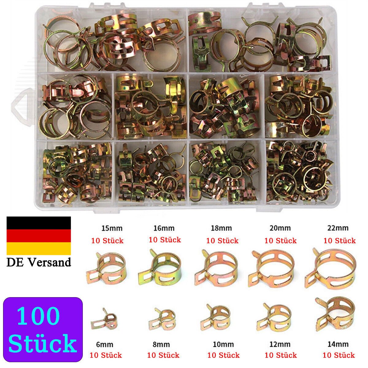 100x fuel hose hose clamp 6 - 22mm fuel line clamp set - HomeDIYer