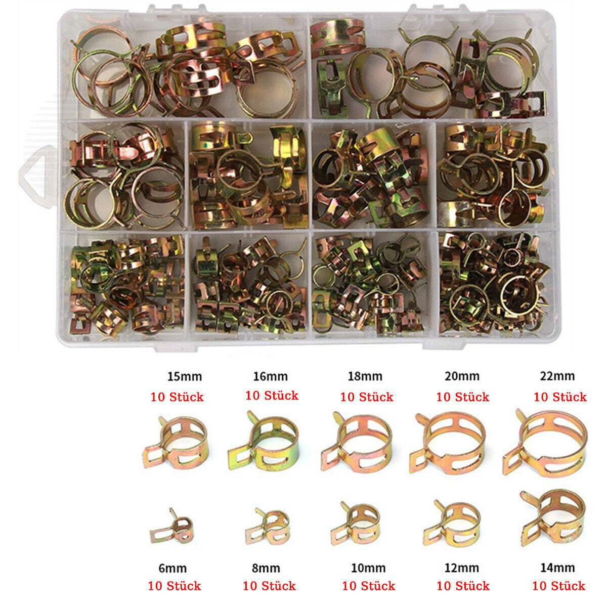 100x fuel hose hose clamp 6 - 22mm fuel line clamp set - HomeDIYer