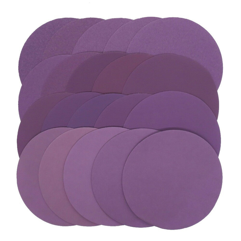 Backside of the sanding disc showing the hook and loop backing for easy attachment.