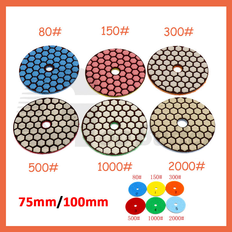 3" 4" Diamond Polishing Pads 75/100mm Grinder Disc Granite Marble Concrete Stone