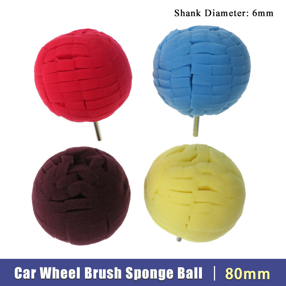 80mm Car Wheel Brush Sponge Ball Foam Buffing Pad Polishing Waxing Cleaning Tool
