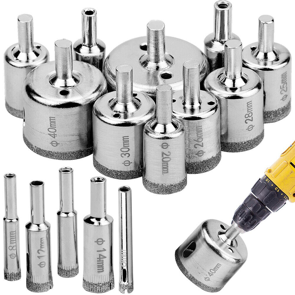 15 pcs diamond drill bit set hole drill 6mm - 50mm for glass marble granite - HomeDIYer