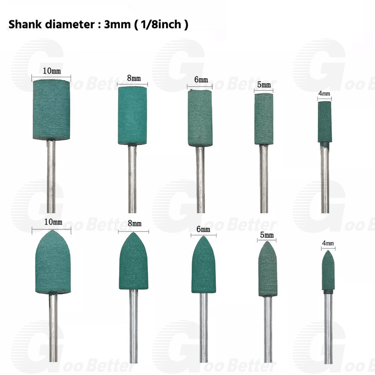 100pcs Rubber Grinding Head Polishing Burr Bit Mounted Kit For Dremel 1/8'' Shank - HomeDIYer