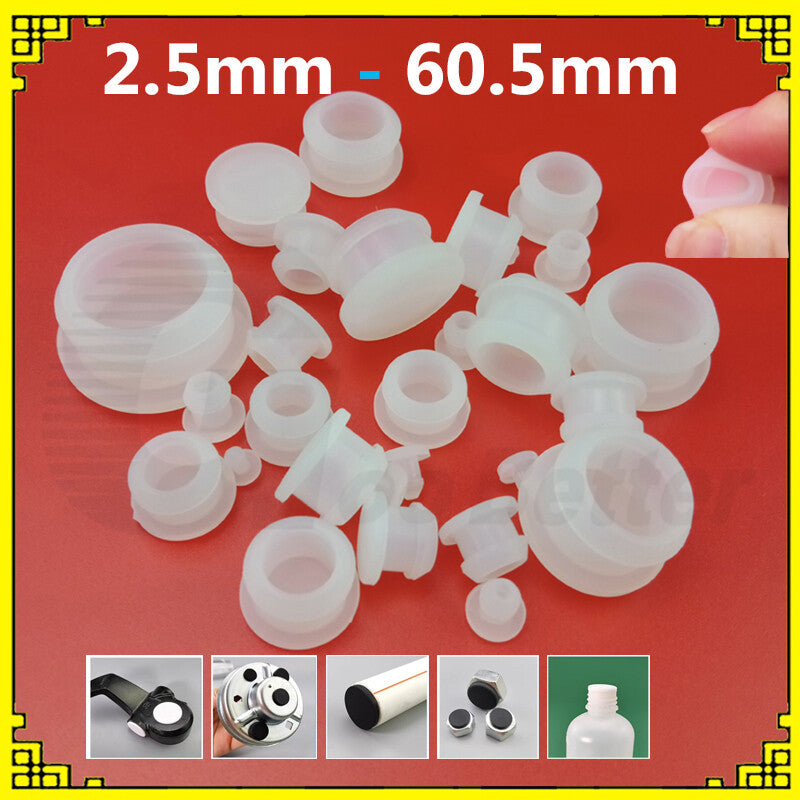 Snap-On Hole Plug Clear Silicone Rubber Blanking Seal Bung Pipe Tube (2.5-60mm)